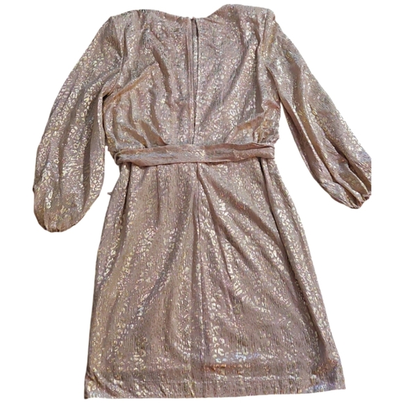 Vince Camuto Woman's Dress Leopard-print Tie-detail Blouson long sleeves Mini - Picture 5 of 12